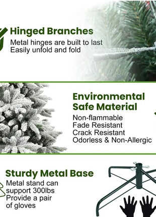 5FT Flocking Hinged Christmas Tree