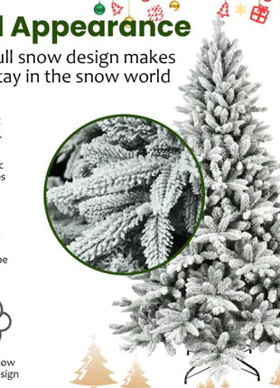 5FT Flocking Hinged Christmas Tree