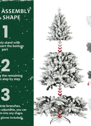 5FT Flocking Hinged Christmas Tree