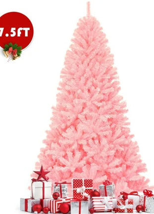 7.5FT Hinged Full Fir Pink Christmas Tree
