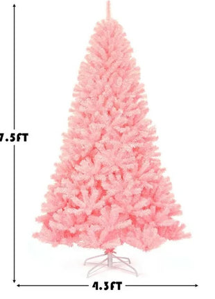 7.5FT Hinged Full Fir Pink Christmas Tree