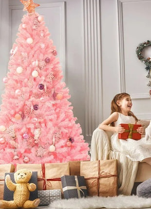 7.5FT Hinged Full Fir Pink Christmas Tree