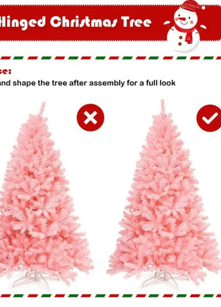 7.5FT Hinged Full Fir Pink Christmas Tree