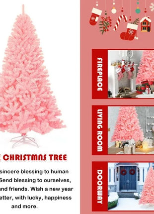 7.5FT Hinged Full Fir Pink Christmas Tree