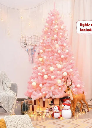 7.5FT Hinged Full Fir Pink Christmas Tree