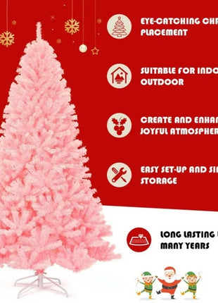 7.5FT Hinged Full Fir Pink Christmas Tree