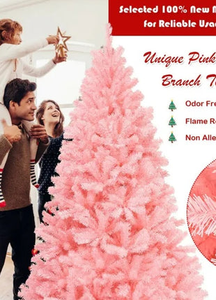 7.5FT Hinged Full Fir Pink Christmas Tree