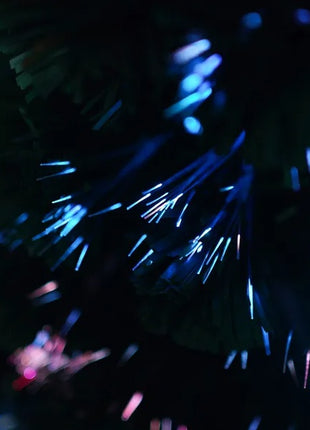 Pre-lit Fiber Optic Christmas Tree 4-Piece Set, Christmas Garland, Wreath And Set Of 2 Entrance Trees With Colorful Lights