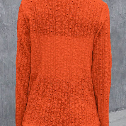 Eyelet Roll-Tab Sleeve Cardigan - MimiStylez