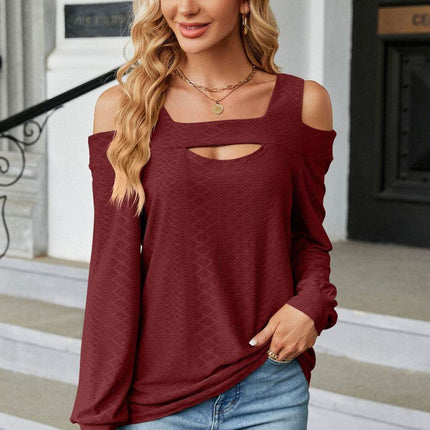 Cold Shoulder Square Neck Cutout Blouse - MimiStylez