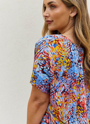 Be Stage Full Size Printed Dolman Flowy Top - MimiStylez