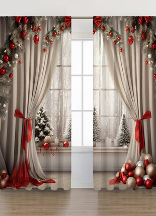 2PCs European Curtain Christmas Series