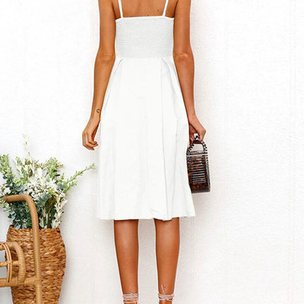 Cutout Smocked Sweetheart Neck Cami Dress - MimiStylez