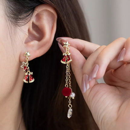 18K Gold - Plated Christmas Bell Earrings - MimiStylez