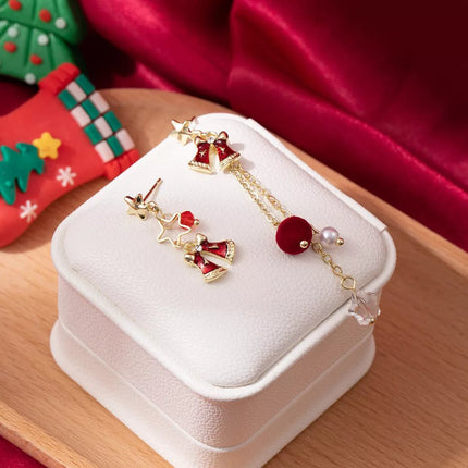 18K Gold - Plated Christmas Bell Earrings - MimiStylez