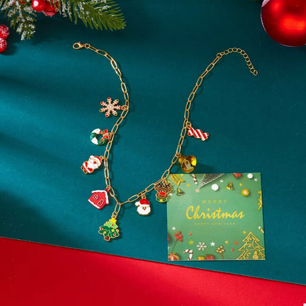 18K Gold - Plated Christmas Charm Necklace - MimiStylez