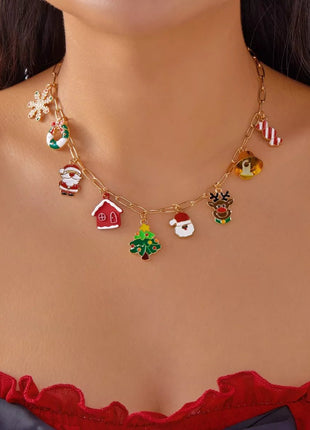 18K Gold - Plated Christmas Charm Necklace - MimiStylez