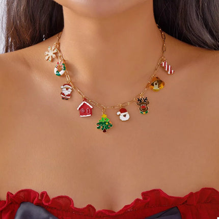18K Gold - Plated Christmas Charm Necklace - MimiStylez