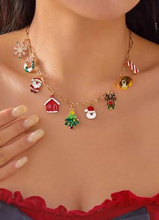 18K Gold - Plated Christmas Charm Necklace - MimiStylez