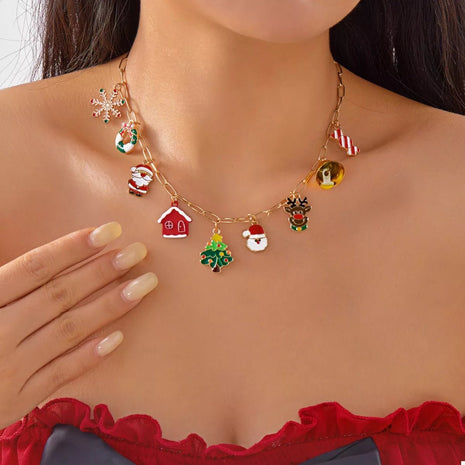 18K Gold - Plated Christmas Charm Necklace - MimiStylez