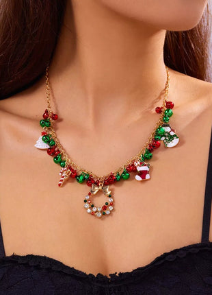 18K Gold - Plated Christmas Charm Necklace - MimiStylez
