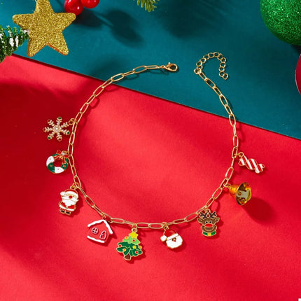 18K Gold - Plated Christmas Charm Necklace - MimiStylez