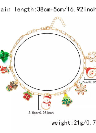 18K Gold - Plated Resin Christmas Theme Necklace - MimiStylez