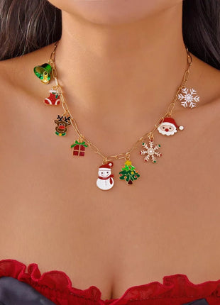 18K Gold - Plated Resin Christmas Theme Necklace - MimiStylez