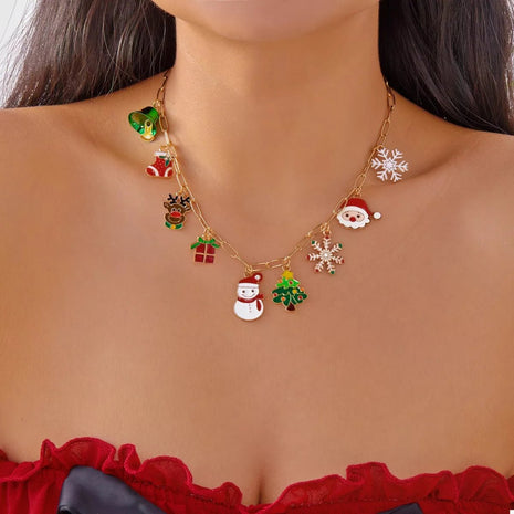 18K Gold - Plated Resin Christmas Theme Necklace - MimiStylez
