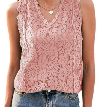 Lace V-Neck Tank - MimiStylez