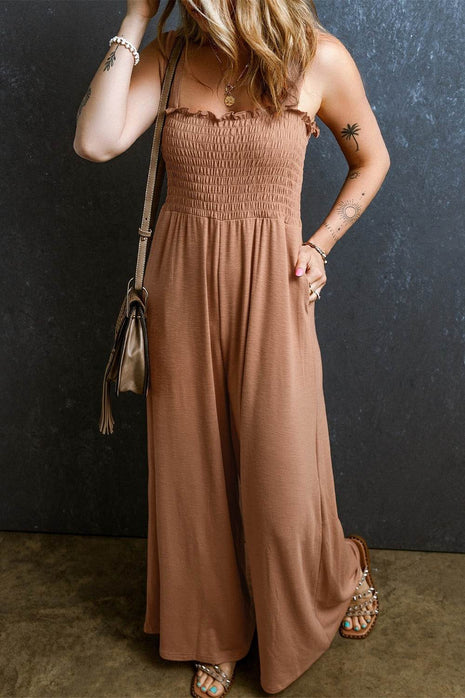 Frill Smocked Wide Leg Jumpsuit - MimiStylez