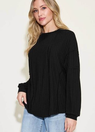 Basic Bae Full Size Ribbed Round Neck Long Sleeve T-Shirt - MimiStylez