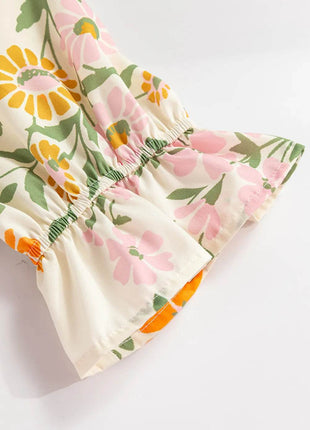Multicolour Crochet V Neck Half Sleeve Boho Floral Blouse - MimiStylez