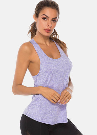 Full Size Scoop Neck Wide Strap Active Tank - MimiStylez