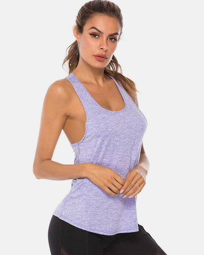 Full Size Scoop Neck Wide Strap Active Tank - MimiStylez