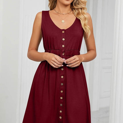 Buttoned Wide Strap Mini Dress - MimiStylez