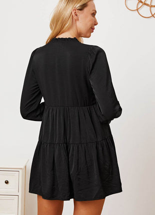Ruffled Button Up Long Sleeve Tiered Shirt - MimiStylez