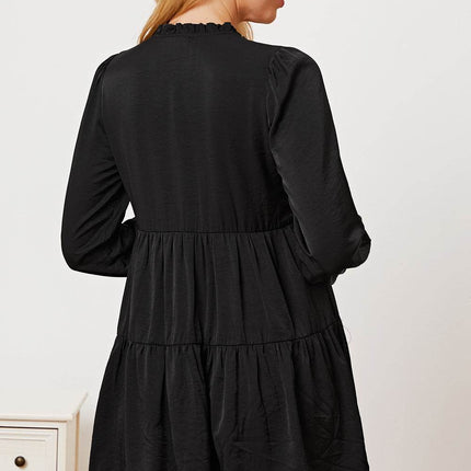 Ruffled Button Up Long Sleeve Tiered Shirt - MimiStylez