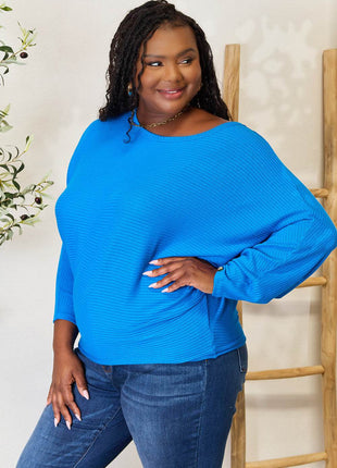 Zenana Full Size Round Neck Batwing Sleeve Blouse - MimiStylez