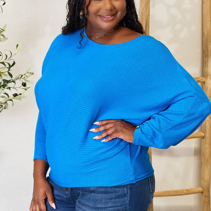 Zenana Full Size Round Neck Batwing Sleeve Blouse - MimiStylez