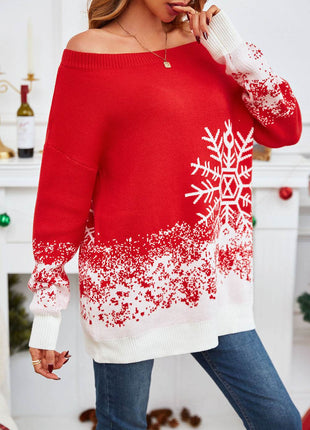 Off-Shoulder Long Sleeve Sweater - MimiStylez