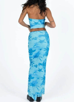 Printed Tube Top and Maxi Skirt Set - MimiStylez