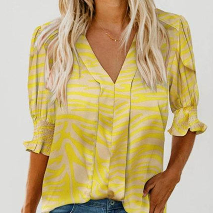 V-neck Half Sleeve Shirt For Women - MimiStylez