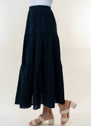 White Birch High Waisted Tiered Maxi Skirt - MimiStylez