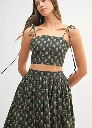 MABLE Floral Crop Top and Skirt Set - MimiStylez