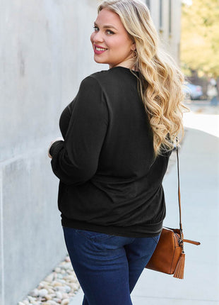 Basic Bae Full Size V-Neck Lantern Sleeve Blouse - MimiStylez