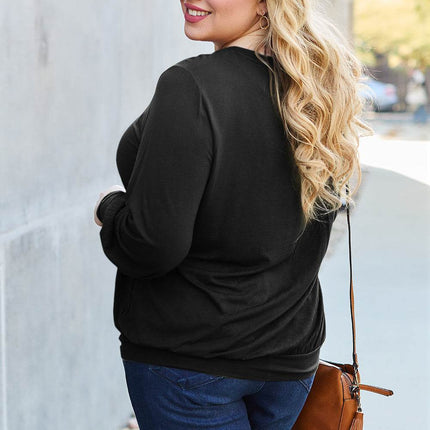 Basic Bae Full Size V-Neck Lantern Sleeve Blouse - MimiStylez