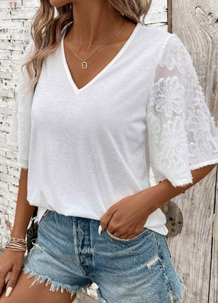 V-Neck Half Sleeve T-Shirt - MimiStylez