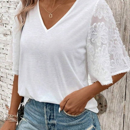 V-Neck Half Sleeve T-Shirt - MimiStylez