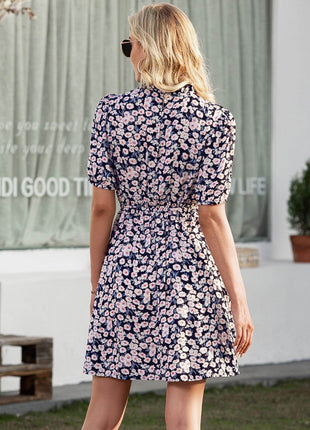 Floral Mock Neck Mini Dress - MimiStylez